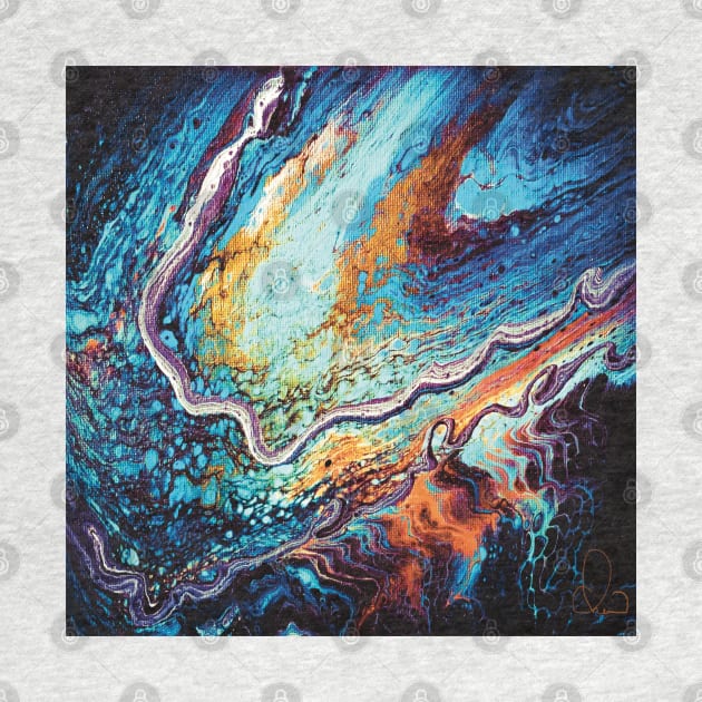 Galaxy Tentacles - Paint Pour Art - Unique and Vibrant Modern Home Decor for enhancing the living room, bedroom, dorm room, office or interior. Digitally manipulated acrylic painting. by cherdoodles